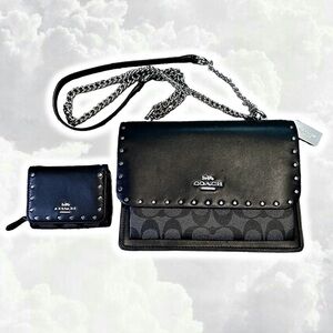 🖤Coach Klare crossbody in signatures canvas with rivets & matching wallet